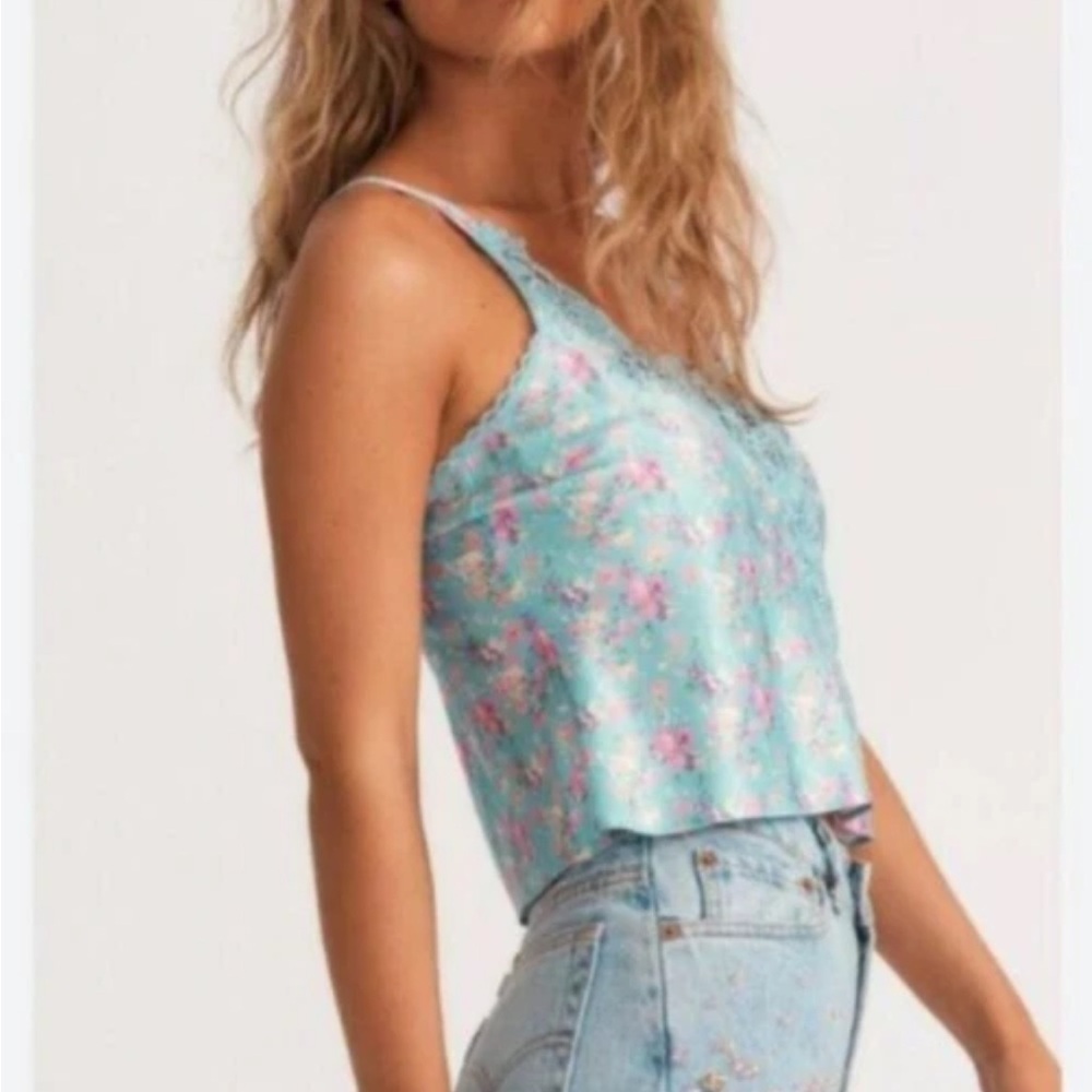 LoveShackFancy Lylia Cami Tank Top Camisole Pool Party Blue Lace Daisy XS NEW